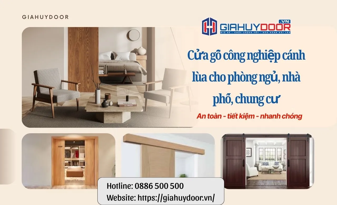 Cửa gỗ công nghiệp cánh lùa cho phòng ngủ, nhà phố, chung cư – Giải pháp tối ưu không gian sống hiện đại