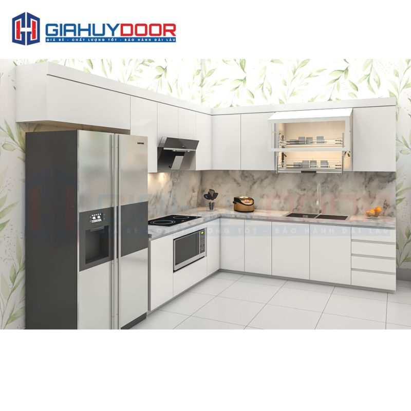 Nội thất nhà bếp chữ L Full trần