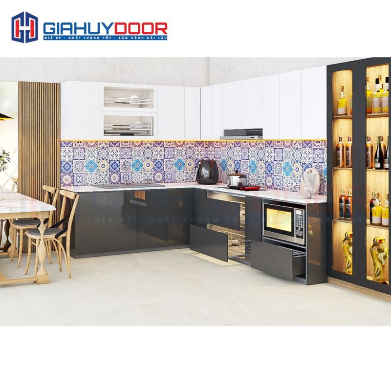 Nội thất nhà bếp chữ L tủ rượu