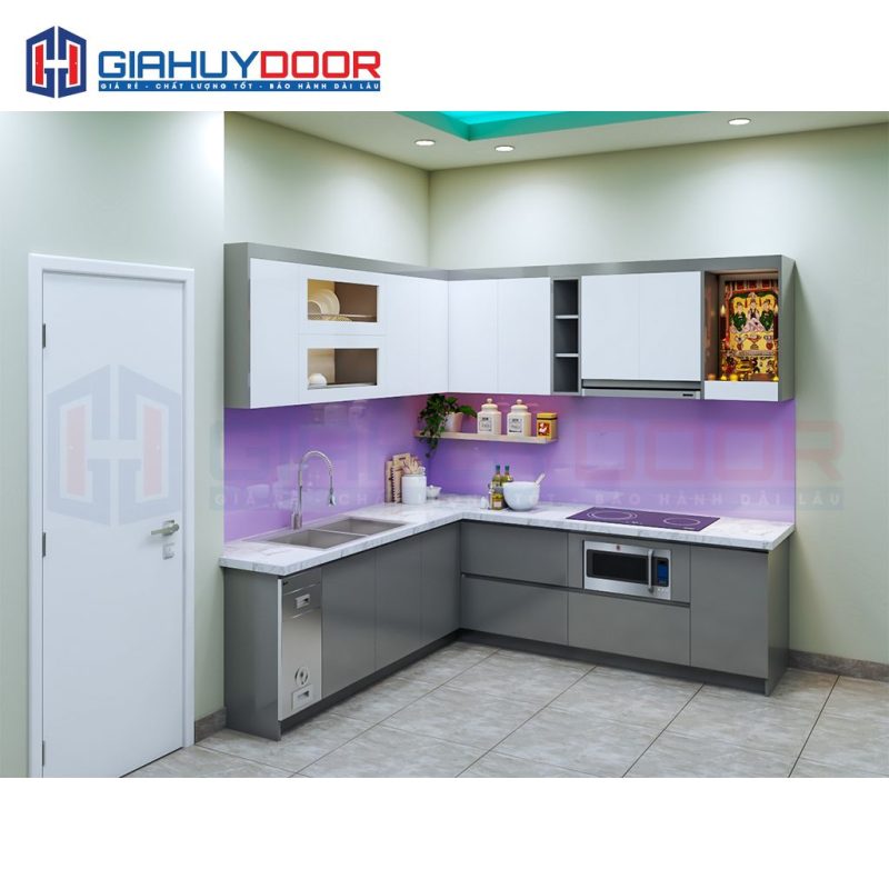 Nội thất nhà bếp đôi chữ L nhựa