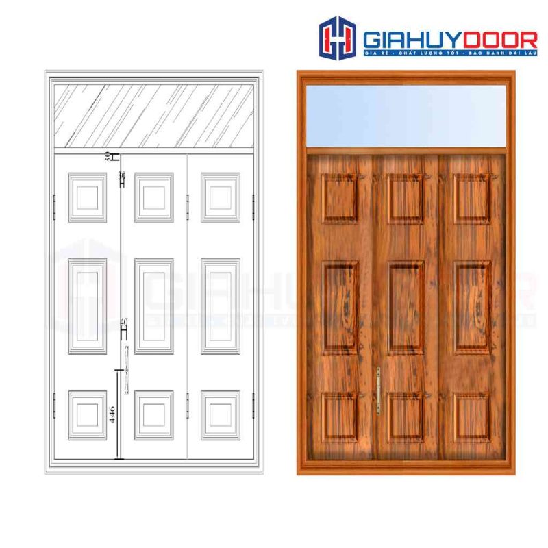 Cửa thép vân gỗ GHDCS3H11-mau-vang