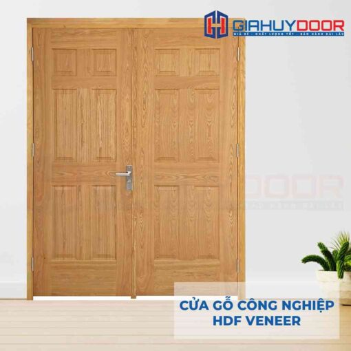 Cửa gỗ công nghiệp HDF Veneer 12A soi 2 canh