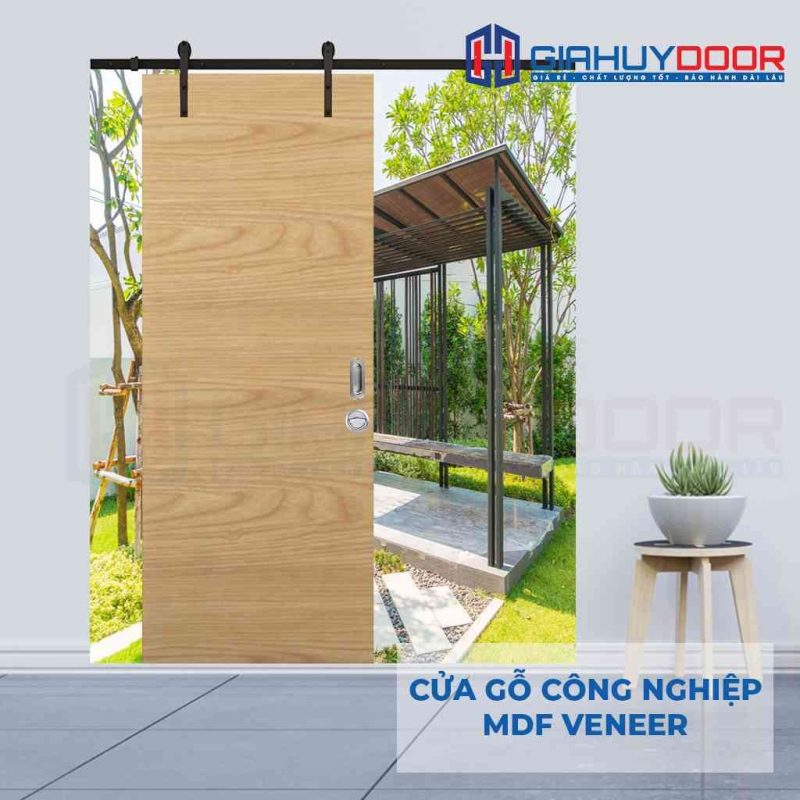 Cửa gỗ công nghiệp MDF Veneer lua truot treo ray