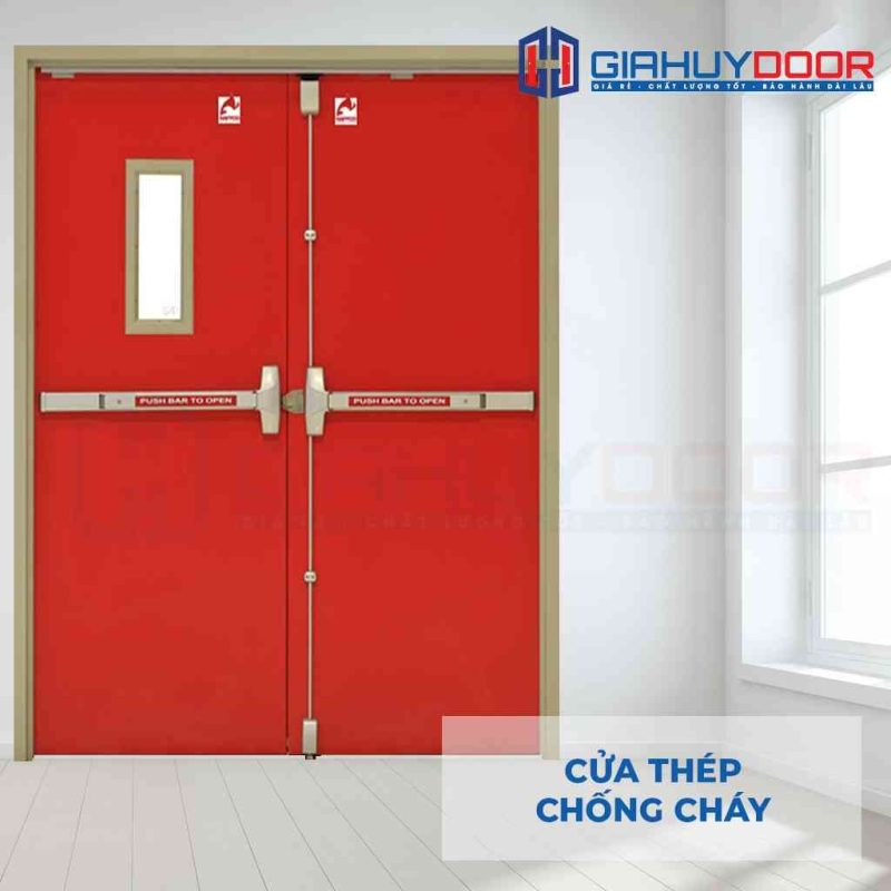Cửa thép chống cháy 2P1G1 thanh thoat hiem doi