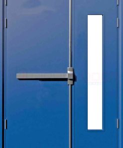 Cửa thép chống cháy 2P1G1 xanh duong