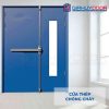 Cửa thép chống cháy 2P1G1 xanh duong