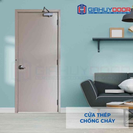 Cửa thép chống cháy P1 xam trang dung cui cho hoi thuy luc