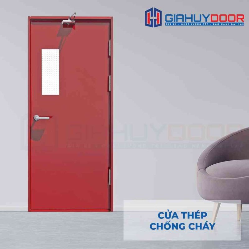 Cửa thép chống cháy P1G1 đỏ