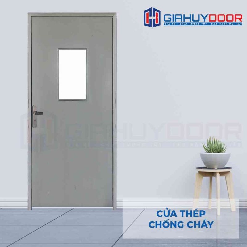 Cửa thép chống cháy P1G1 khóa tay gạt
