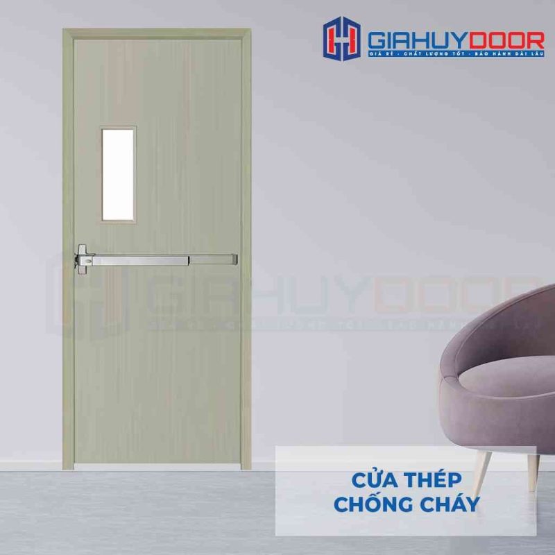 Cửa thép chống cháy P1G1 xám thoát hiểm