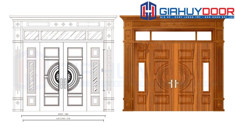 Cửa thép vân gỗ GHDGS4H15H8K.-mau-vang