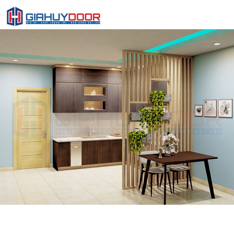 Nội thất nhà bếp gỗ Laminate full trần trên dưới