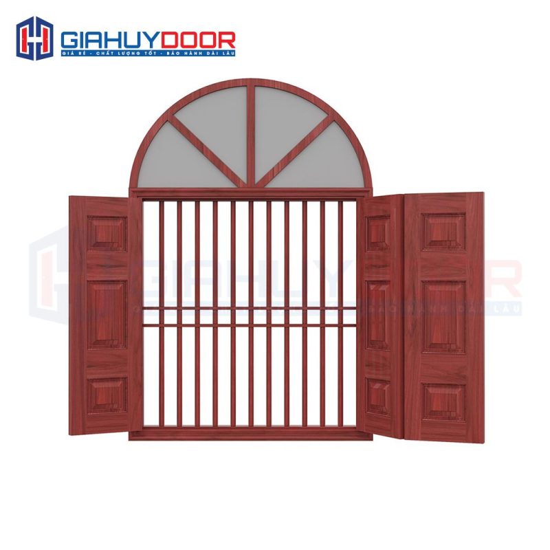 Cửa thép vân gỗ dạng vòm TVGVom-SGD-1