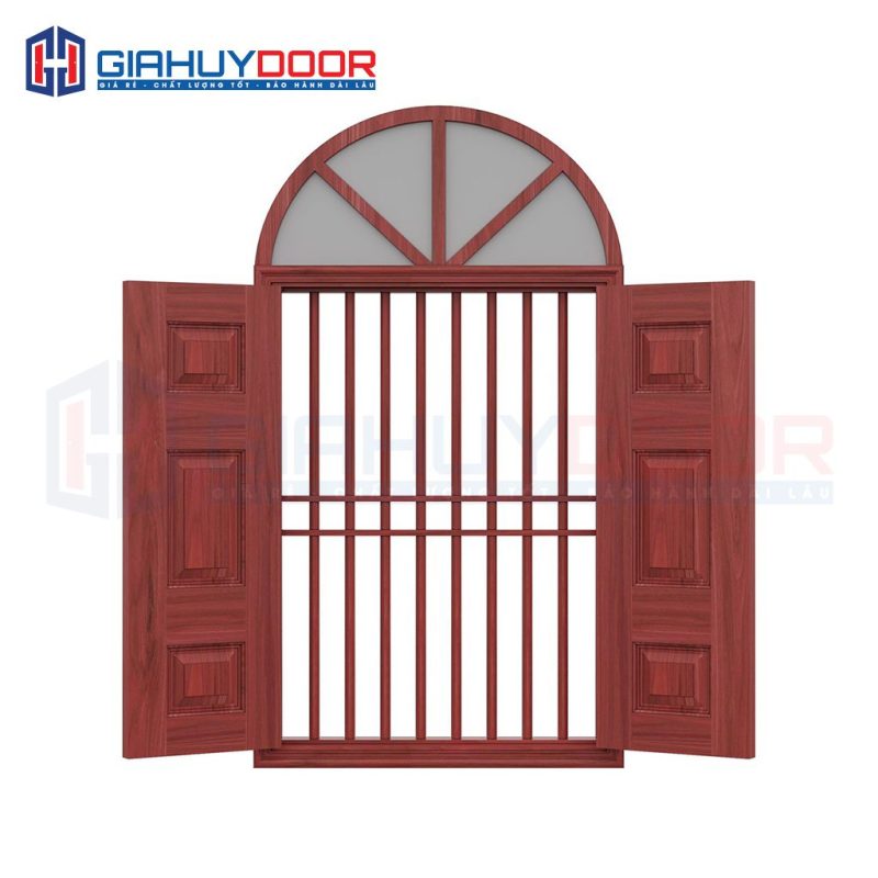 Cửa thép vân gỗ dạng vòm TVGVom-SGD-10