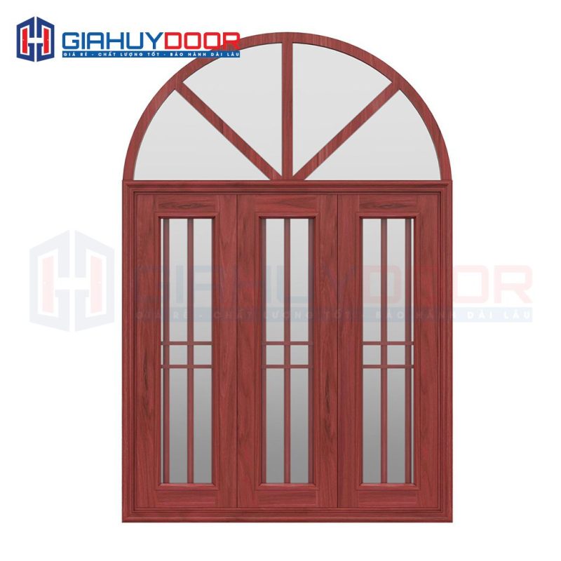 Cửa thép vân gỗ dạng vòm TVGVom-SGD-2