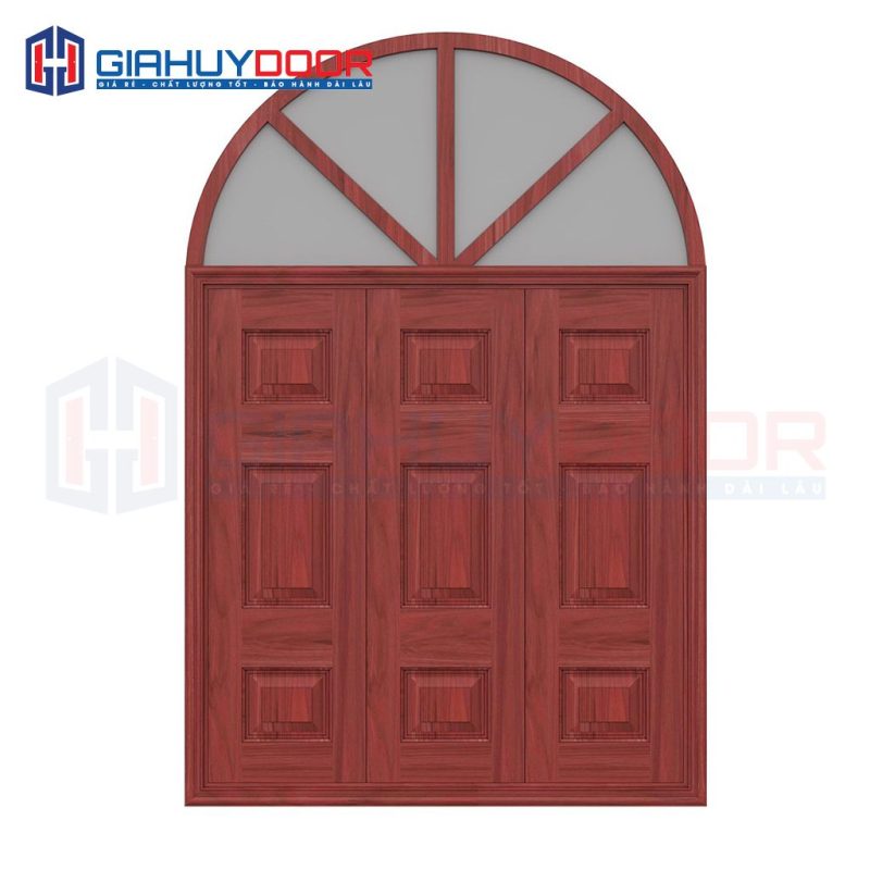 Cửa thép vân gỗ dạng vòm TVGVom-SGD-4