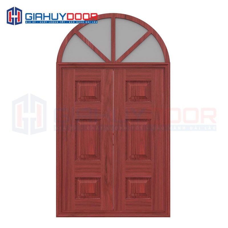 Cửa thép vân gỗ dạng vòm TVGVom-SGD-5