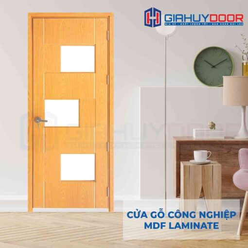 Cửa gỗ phòng ngủ cách âm  MDF Laminate P103 hiện đại, độc đáo