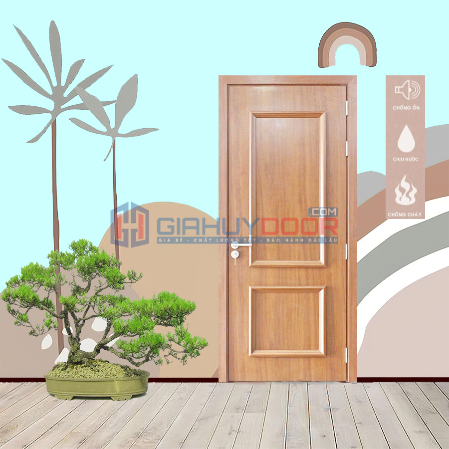 Cửa gỗ nhựa composite chịu nước sử dụng cho cửa nhà tắm, nhà vệ sinh.