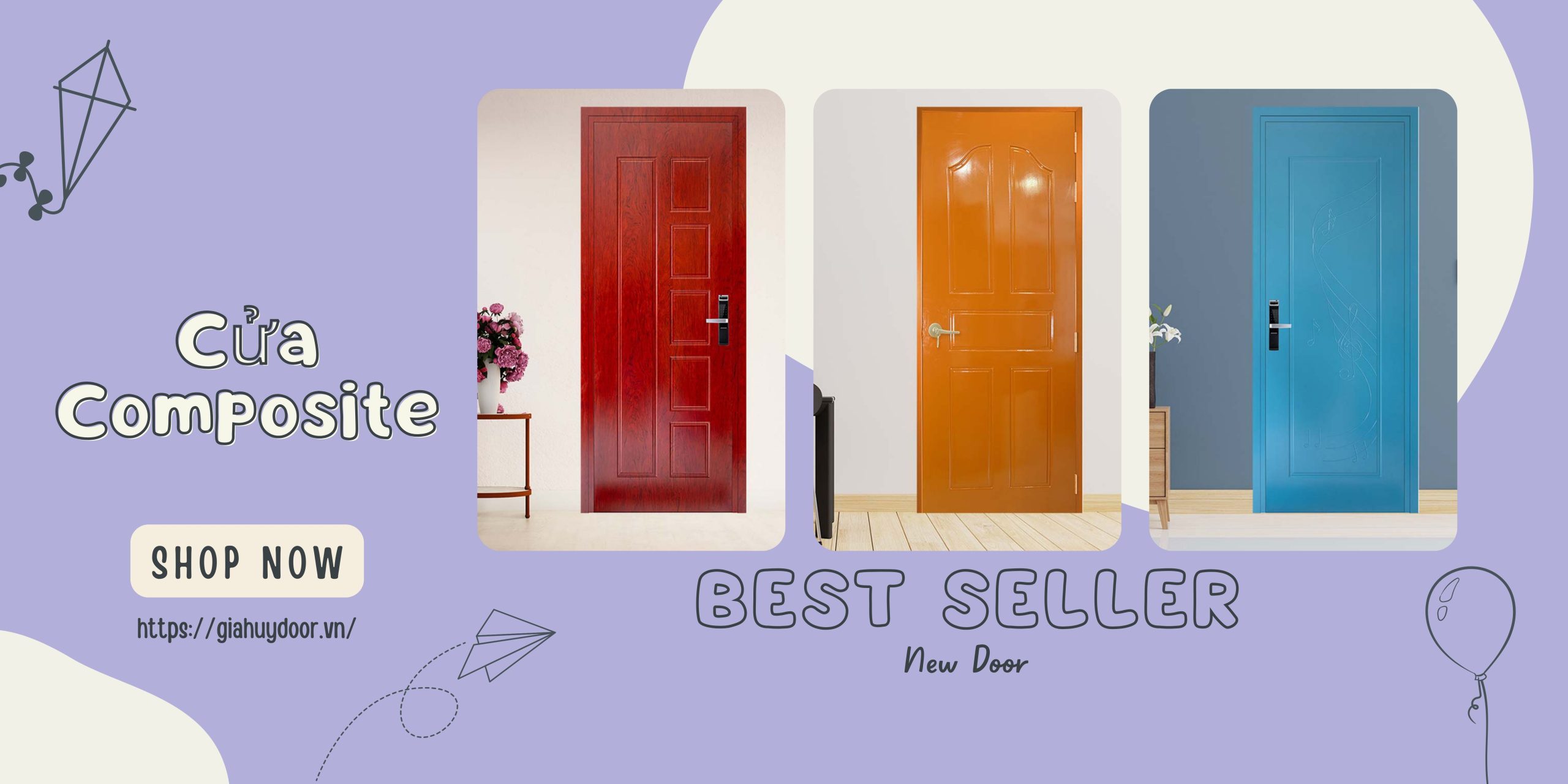 Gợi ý mẫu cửa nhựa composite cho phong cách Khối màu