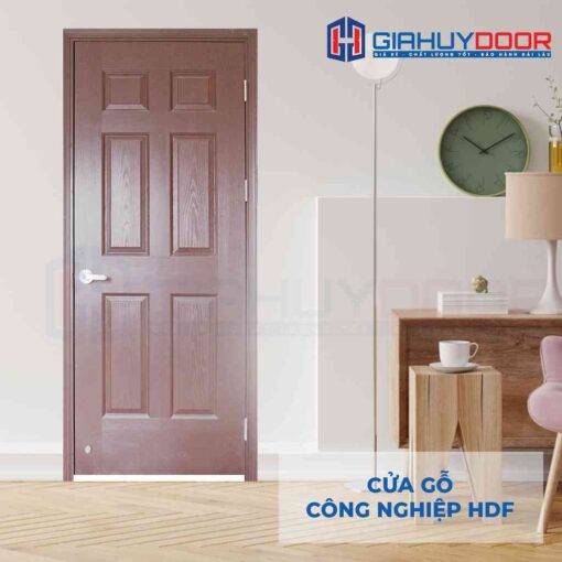 Mẫu cửa gỗ phòng ngủ HDF 6A-C10 thiết kế đơn giản, mẫu mã đẹp