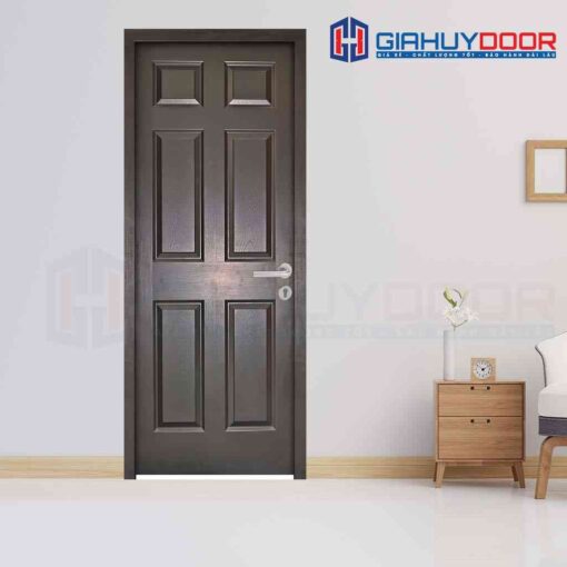 Mẫu cửa này được thiết kế theo kiểu truyền thống, bề mặt cửa được đúc thành nhiều ô huỳnh để tạo hình khối cho cửa