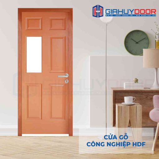 Mẫu cửa gỗ phòng ngủ HDF 6G1-C10 có ô fix kính