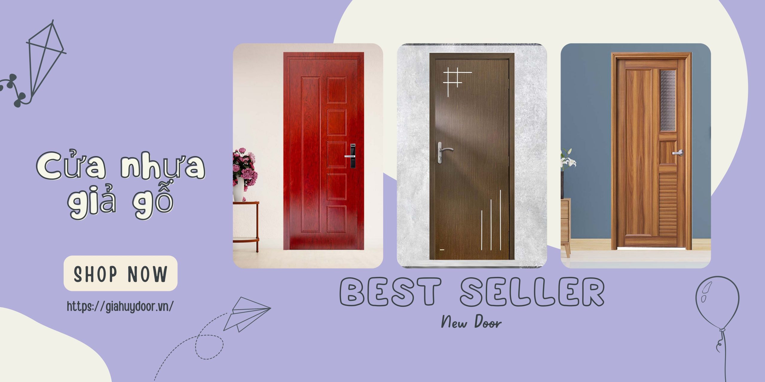 Mẫu cửa nhựa giả gỗ có trang trí
