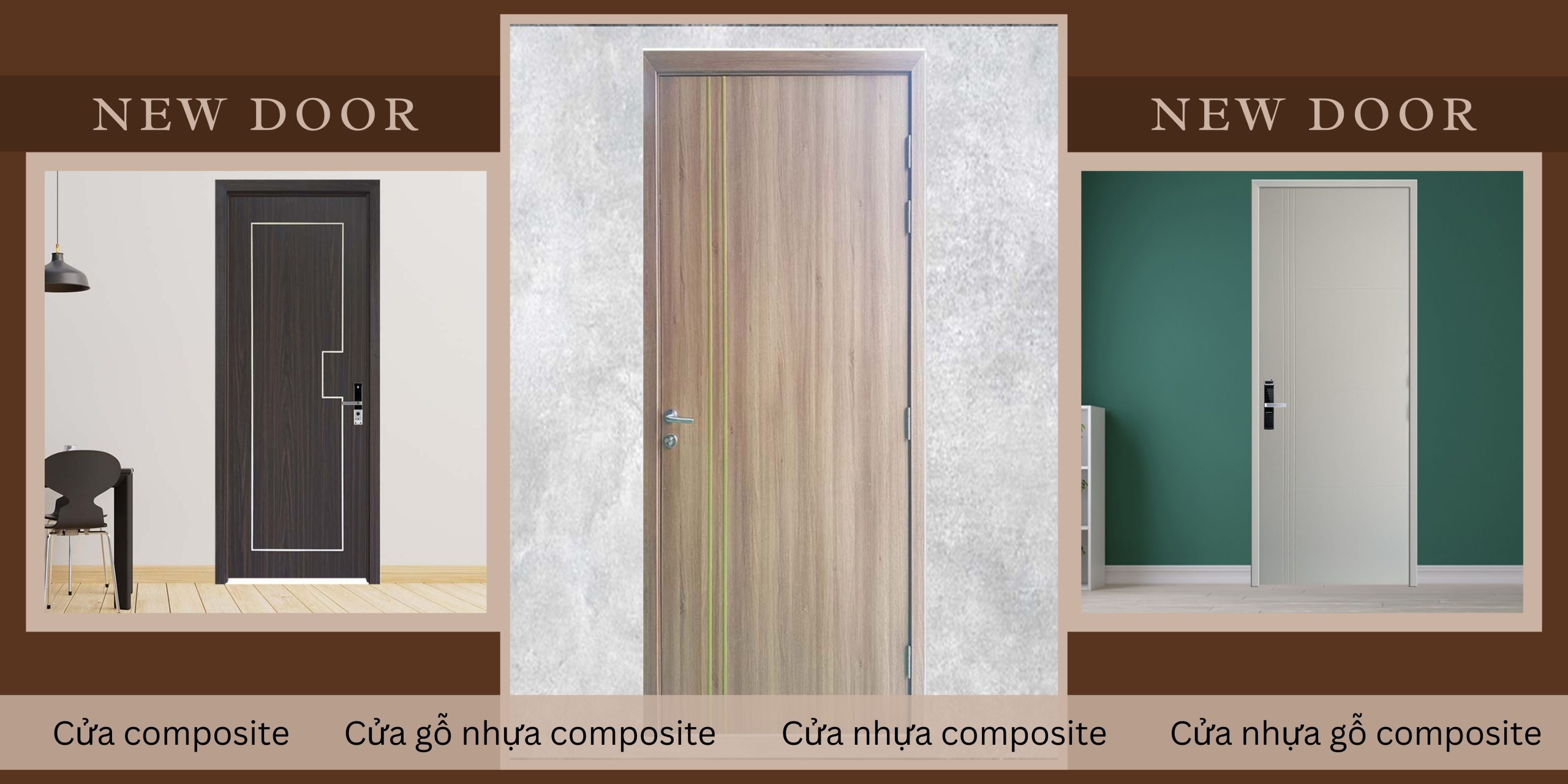 Mẫu cửa nhựa gỗ composite cho ứng dụng cửa WC gia đình