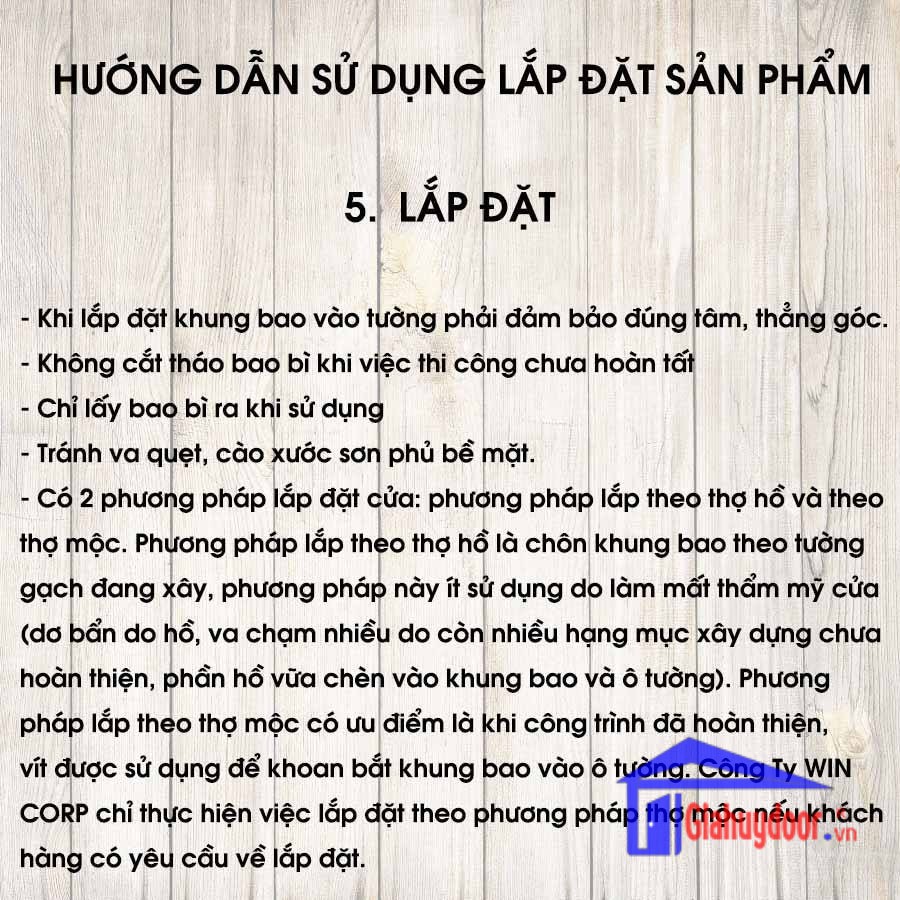 TIÊU CHUẨN KỸ THUẬT SẢN PHẨM CÔNG TY WIN QUY ĐỊNH BẢO HÀNH THƯƠNG HIỆU-GIA HUY DOOR