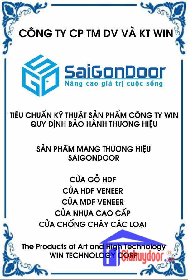 TIÊU CHUẨN KỸ THUẬT SẢN PHẨM CÔNG TY WIN QUY ĐỊNH BẢO HÀNH THƯƠNG HIỆU-GIA HUY DOOR